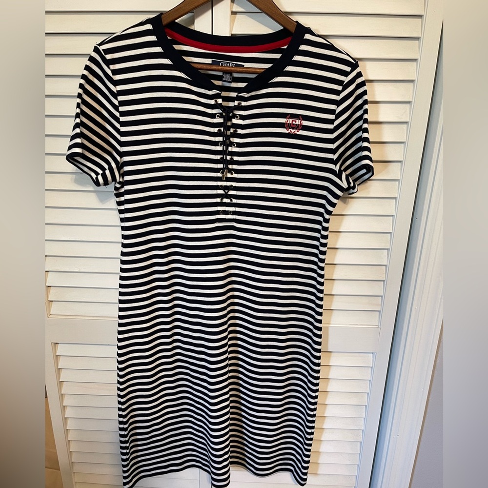 Chaps Dress Women's Striped Dress Size Medium